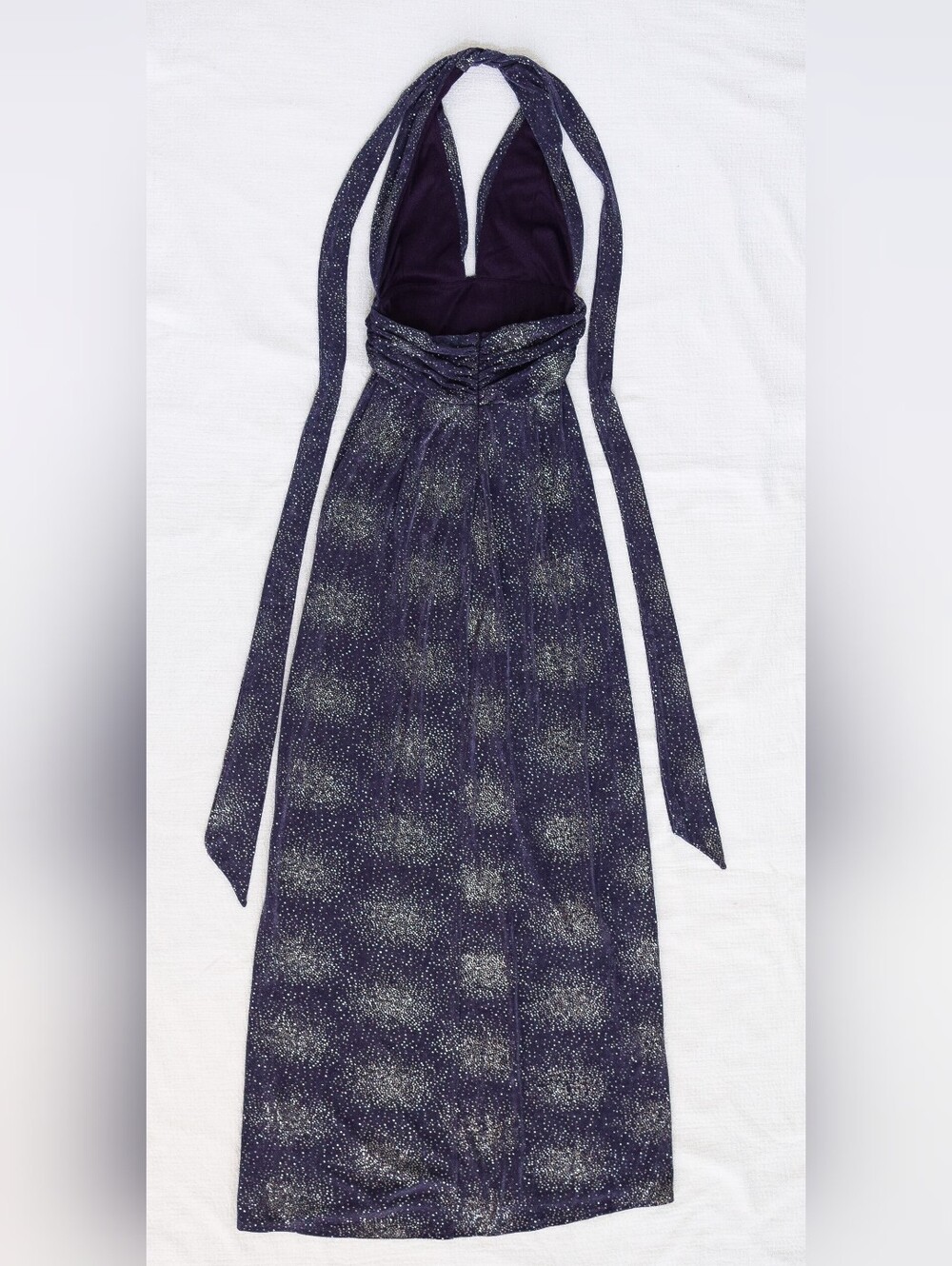 Lucy in the Sky Petra Celestial Glitter Halter Dress Plunging Neck Size S Prom - Picture 7 of 13